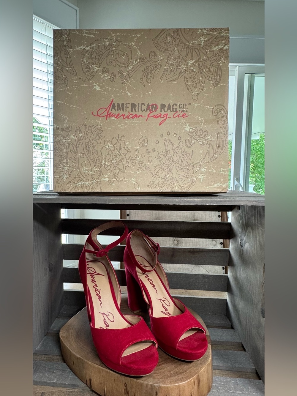 American Rag Block Heel Sandals - Vibrant Red
